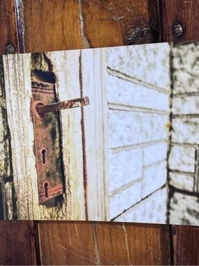 Vintage Rusted Door Handle Art Print - White & Brown